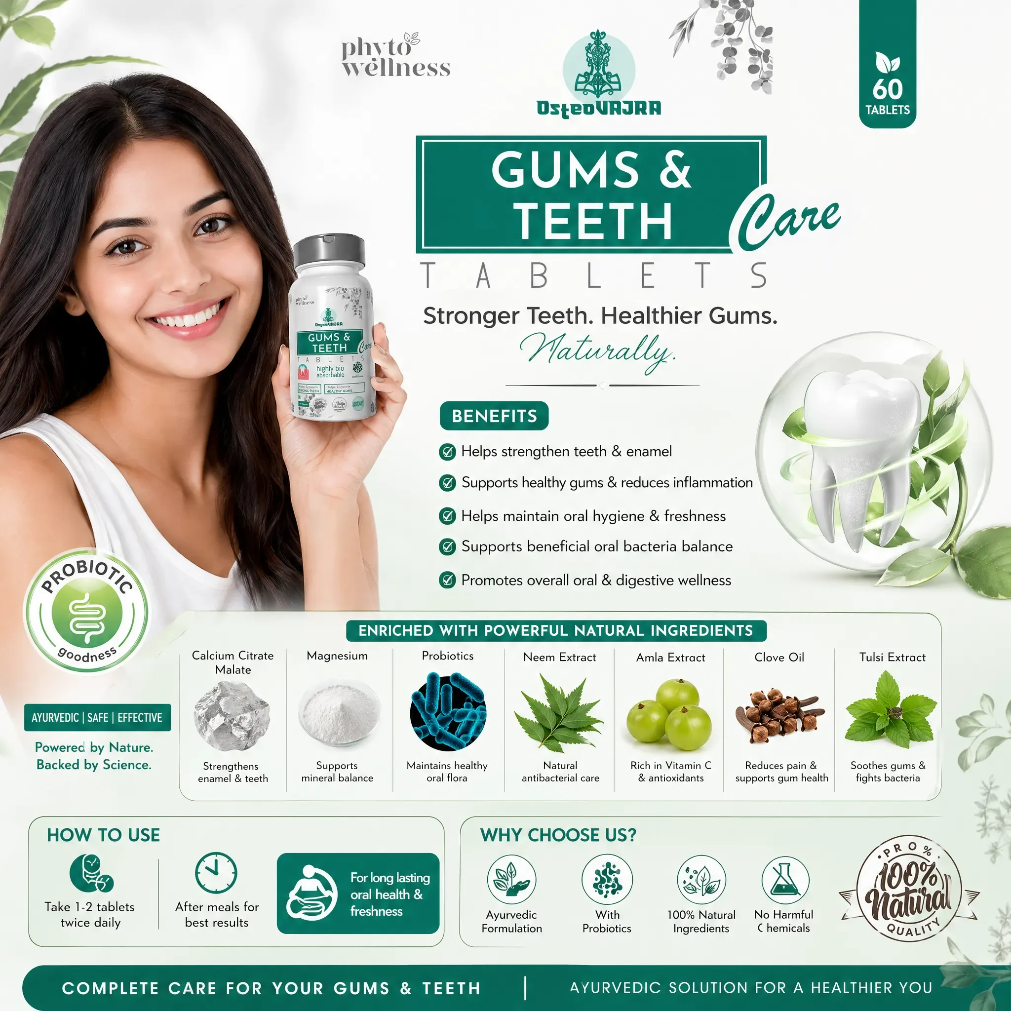 Probiotic Gums & Teeth Care 60 Tablets (HS00606)